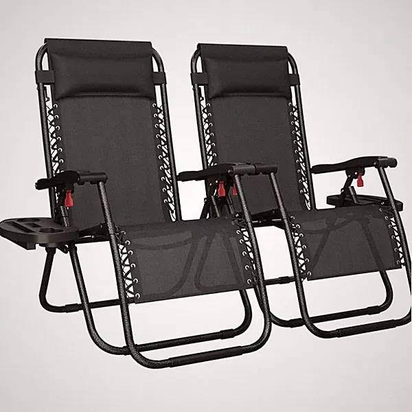 2PCS Zero Gravity Recliner Chair Foldable Outdoor Patio Lounge with Cupholder