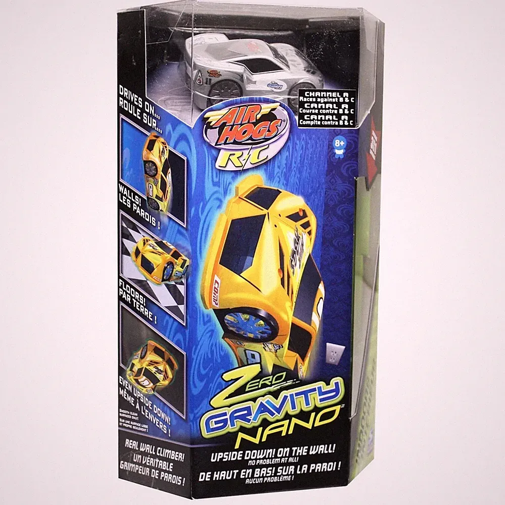 Air Hogs Zero Gravity Nano R/C Remote Electric Racing Car Grey Wall Crawler NEW