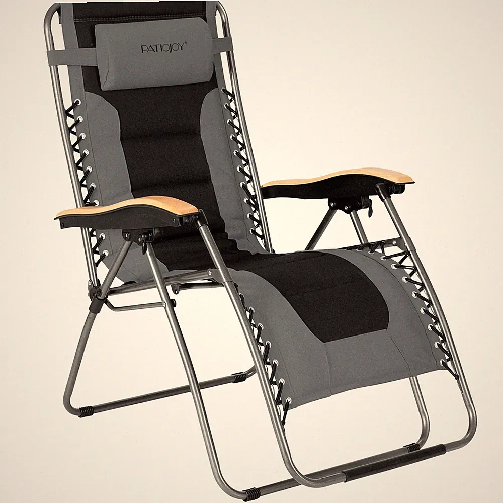 Costway Padded Zero Gravity Lounge Chair Oversize Folding Adjustable Grey