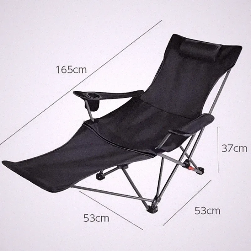 Folding Recliner Portable Camping Chair with Adjustable Backrest and Cotton-Fill