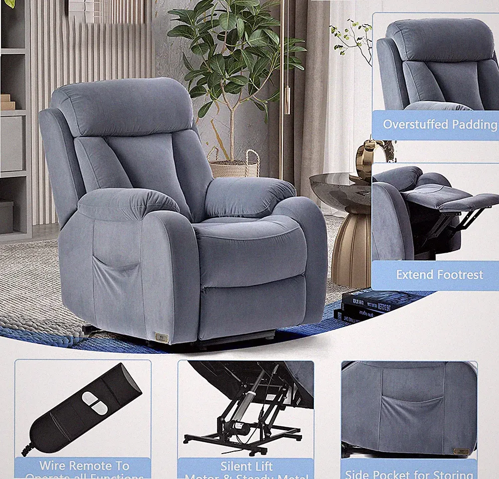 Gray Auto Electric Power Lift Recliner Chair Ergonomic Sofa Elderly w/Control US