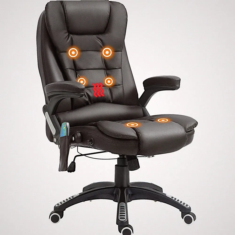 HOMCOM Heated Vibrating Massage Office Chair with Reclining Function, Brown