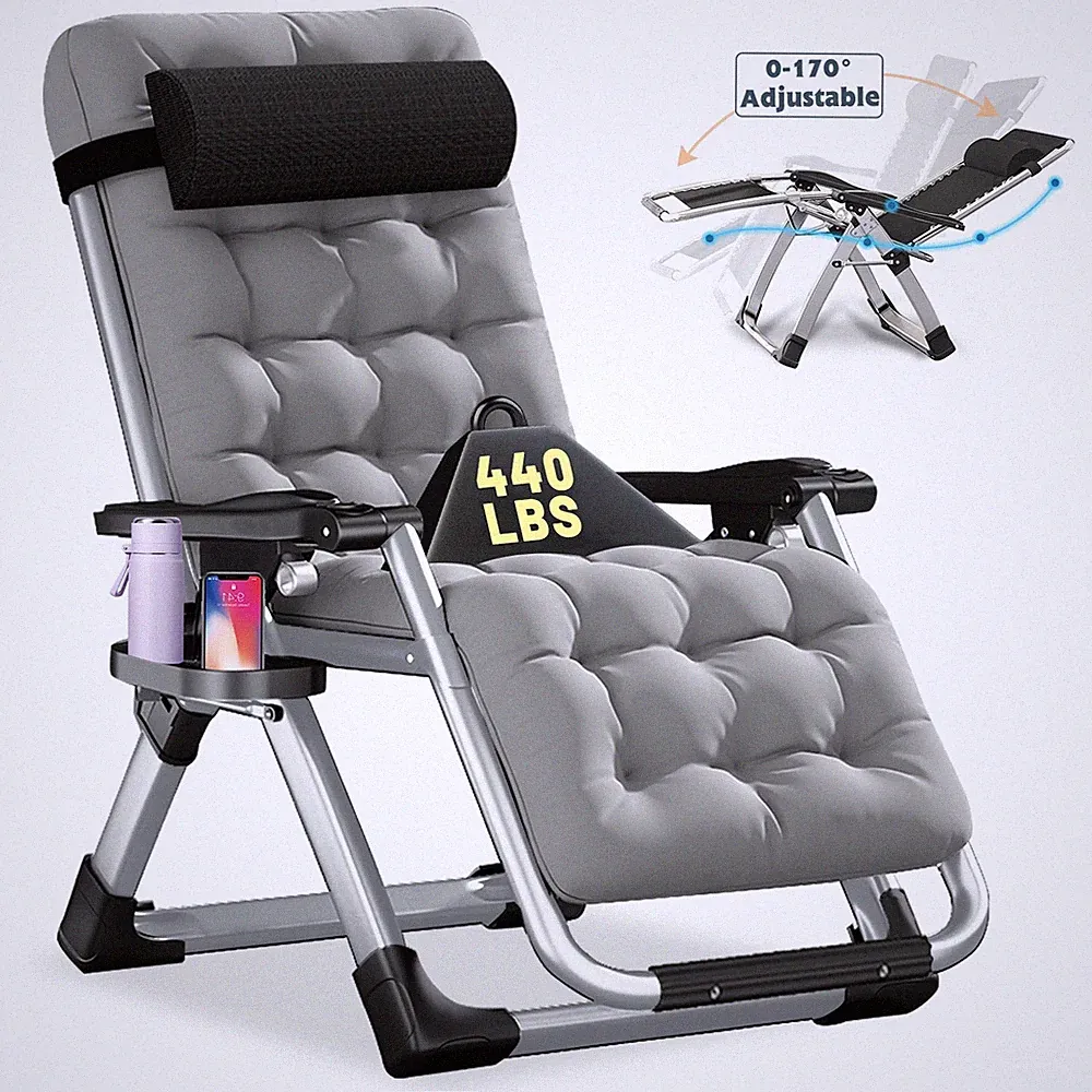 MOPHOTO Adjustable Zero Gravity Chair Folding Chair Recliner+Cup Holder &Mat
