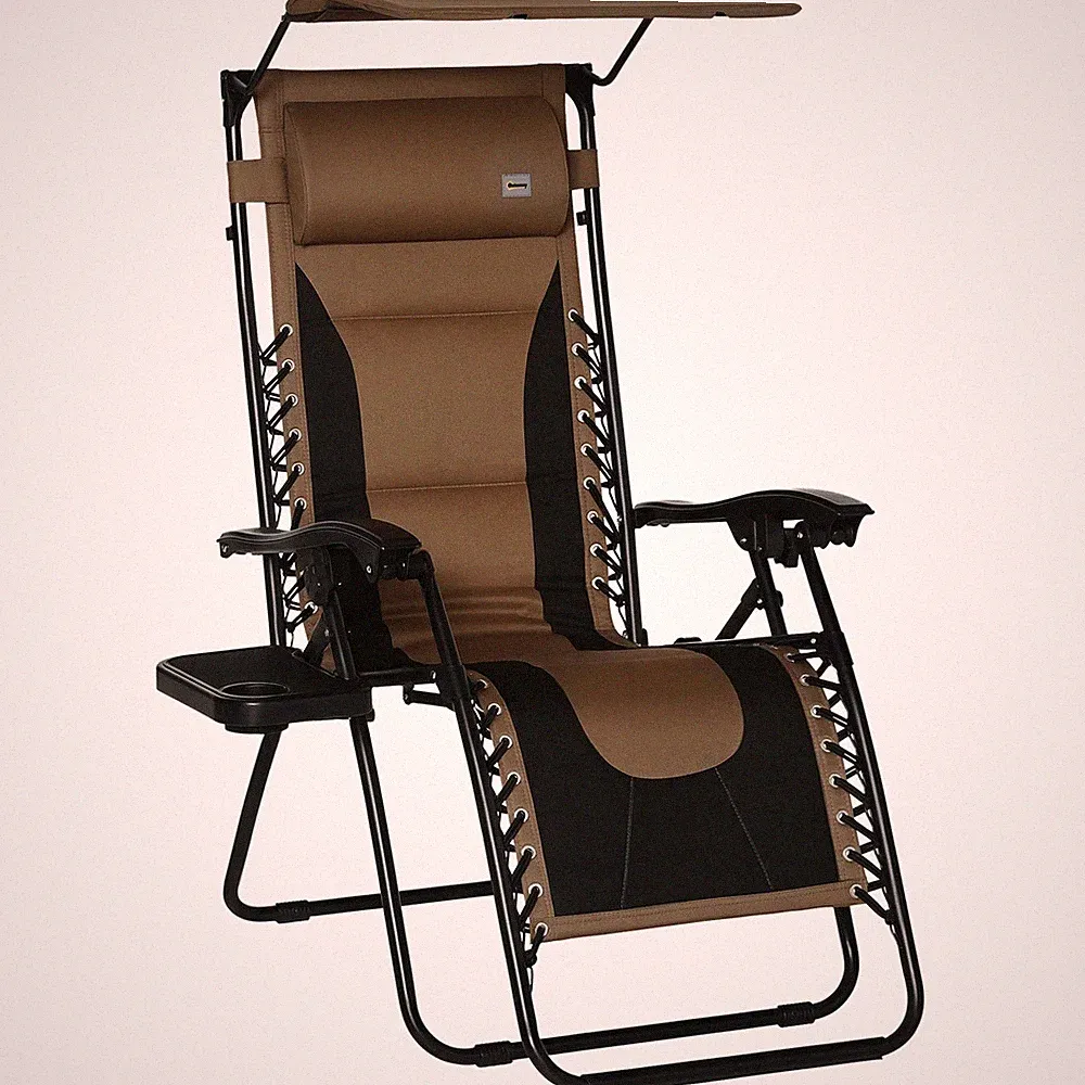 Outsunny Zero Gravity Lounger Chair, Folding Reclining Chair, Brown