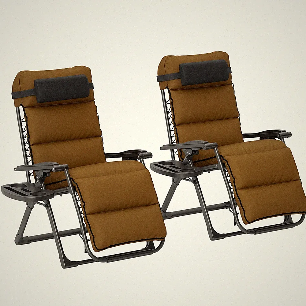 Outsunny Zero Gravity Recliner Lounger, Brown, Refurbished
