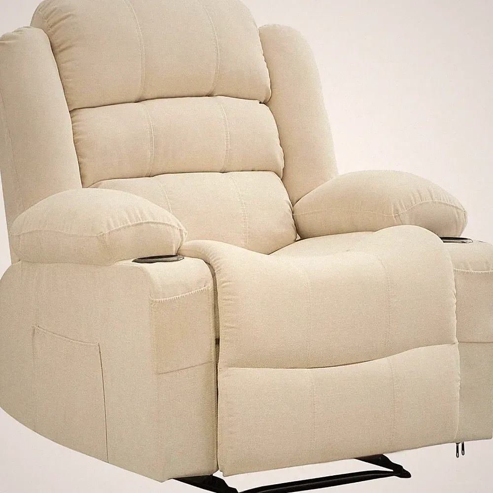 Oversized Recliner Chair with Pull Tab Recline Headrest Cup Holders Side Pockets