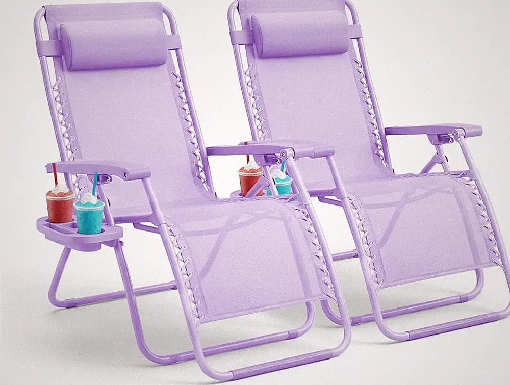 Set of 2 Heavy Duty Zero Gravity Chairs – Padded Garden Recliners with Locking S