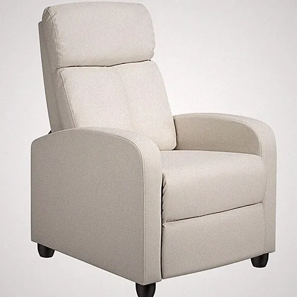 SmileMart Cream Faux Leather Sofa Seat Push Back Theater Recliner Chair Footrest