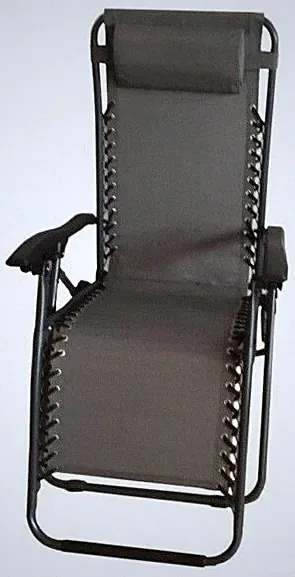 SupaGarden Outdoor Metal Zero Gravity Recliner Arm Head Rest Folding Chair BLACK