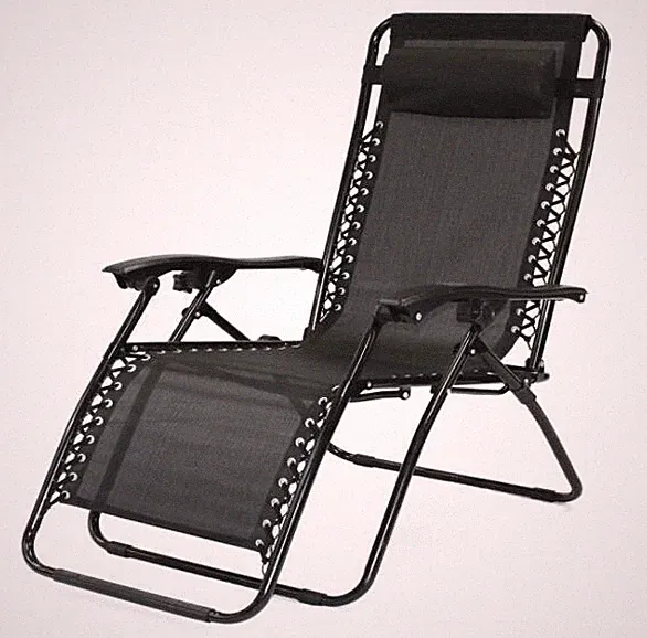 SupaGarden Outdoor Oversized Metal Zero Gravity Recliner XL Folding Chair BLACK