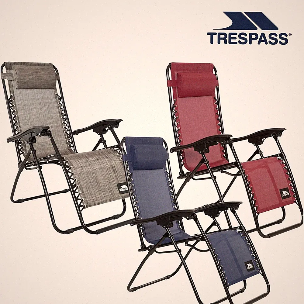 Trespass Sun Lounger Reclining Zero Gravity Deck Chair Folding Recliner Glenesk