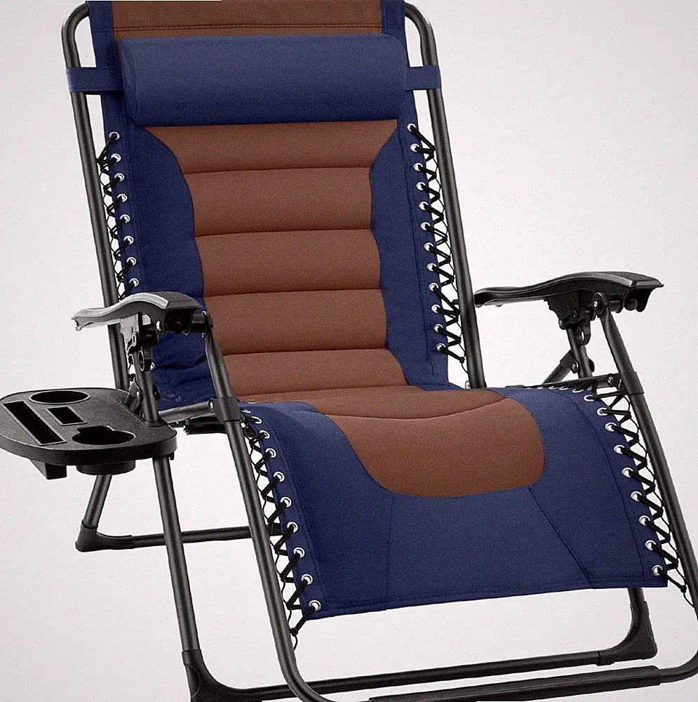 Zero Gravity Chair Oversized Navy and Brown Chair SKY7290
