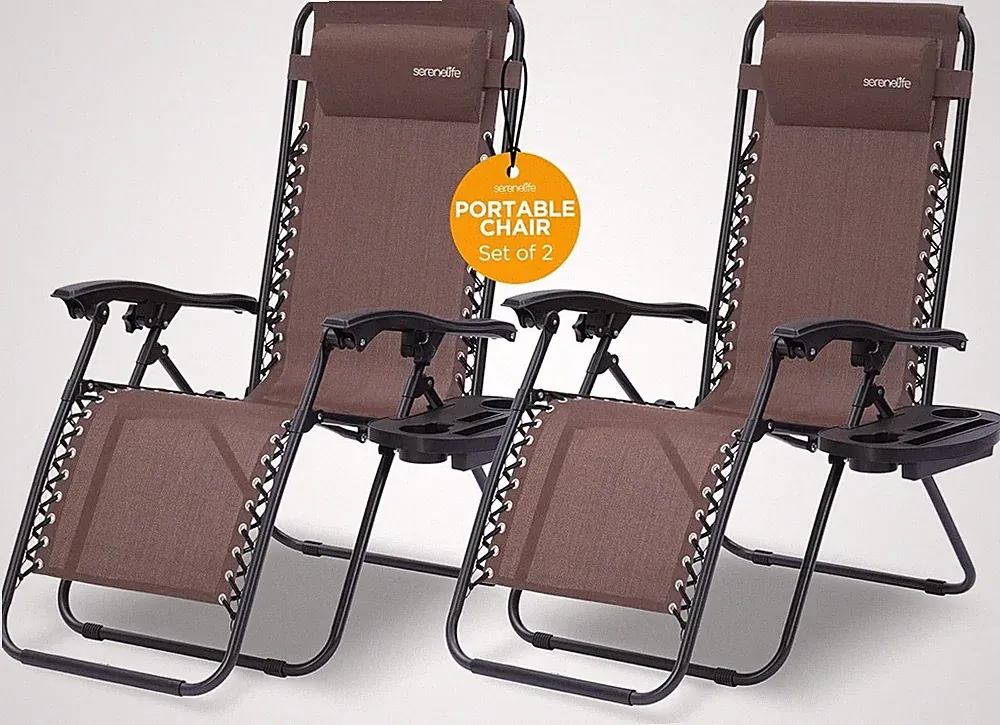 Zero Gravity Lounge Chair - Set of 2 Adjustable Recliners with Removable Padded