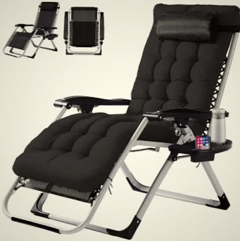 Zero Gravity Recliner Chair Foldable Headrest Cup Holder Indoor Outdoor
