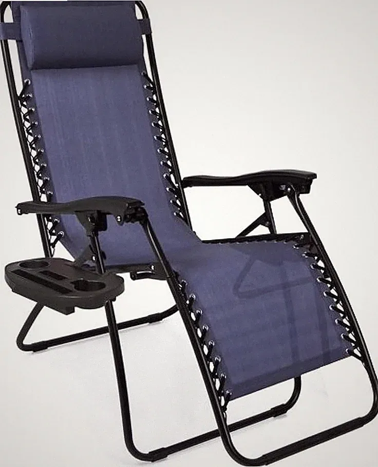 Zero Gravity Recliner Chair, Folding Outdoor Patio Lounge Chair w/ Cup Holder