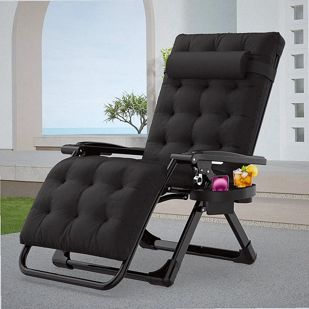 Zero Gravity Reclining Lounge Chair with Adjustable Headrest & Side Tray